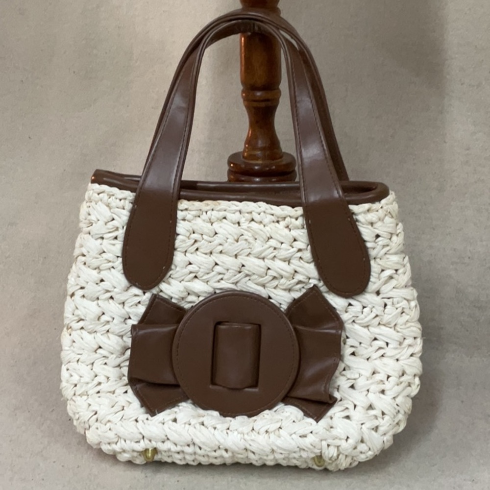 Brown and Cream Woven Handbag
